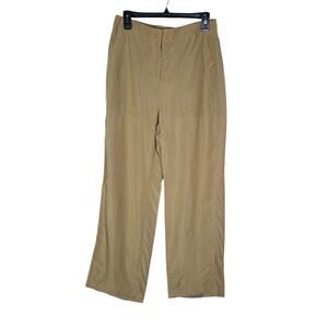 J.Crew Womens Pants 10 Tan High Rise Wide Leg Trouser Linen Blend Ankle Career